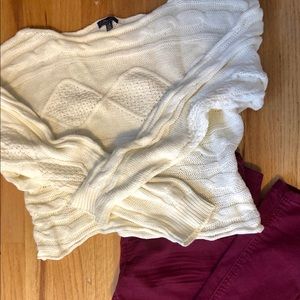 Off the shoulder cropped white sweater